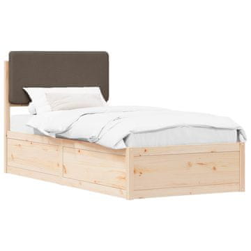 Vidaxl Posteljni okvir z oblazinjenim vzglavjem Taupe 80 x 200 cm