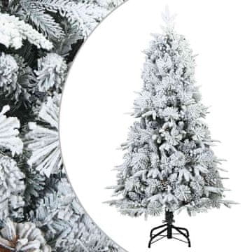 Vidaxl Umretna tečajna božična jelka zasnežena z stojalom Bela 150 cm