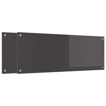 Vidaxl Kuhinjski panel 2 szt. Temno siva 110 x 40 cm kaljeno steklo