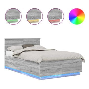 Vidaxl Konstrukcija postelje Siva Sonoma 120 x 200 cm Konstruiran les