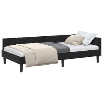 Vidaxl Kotna postelja z vzglavjem Črna 90 cm x 190 cm Žamet