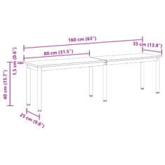Vidaxl klop Črna Orehovina 160 x 35 x 45 cm Konstruiran les