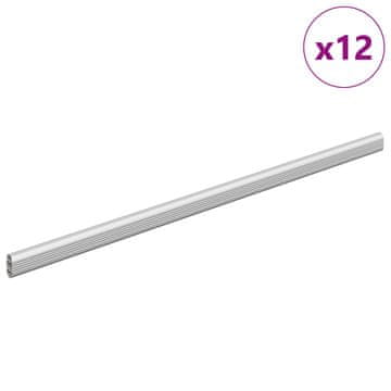 Vidaxl Palica za omaro 12 szt. srebrna 472 x 15 x 29 mm