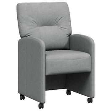 Vidaxl Jedilni stoli s kolesi 2 szt. Svetlo siva 57 x 67 x 95 cm blago