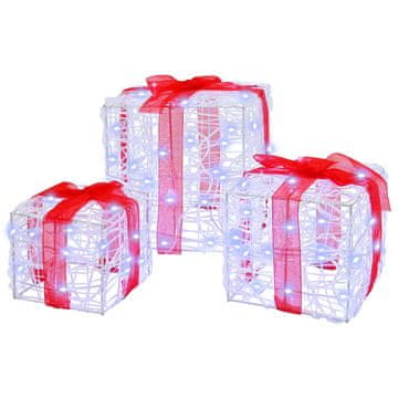 Vidaxl Darilna škatla 3 szt. Hladno bela 20 x 20 x 20 cm Akril