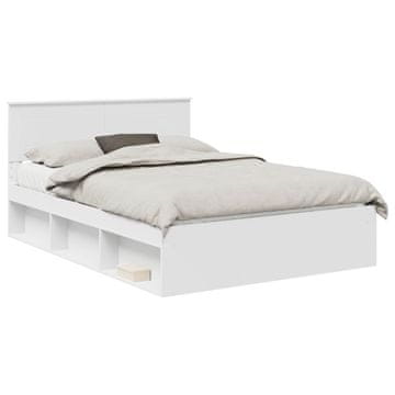 Vidaxl Konstrukcija postelje Bela 140 x 200 cm Konstruiran les