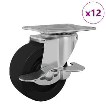 Vidaxl Kolesca 12 szt. Črna in srebrna 50,7 x 50,7 x 24,4 mm