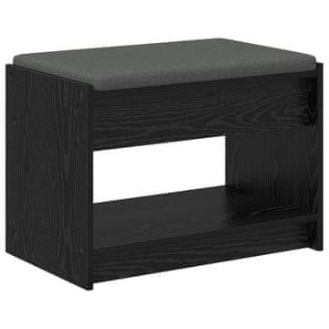 Vidaxl Haldna klop Črni Hrast 63 x 38 x 45 cm Oblikovan Les in Tkanina