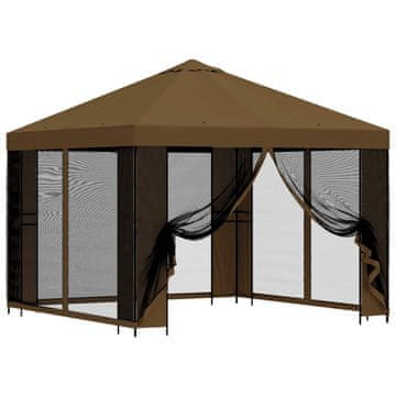 Vidaxl Vrtni gazebo s stranskimi stenami 3 x 3 m Taupe