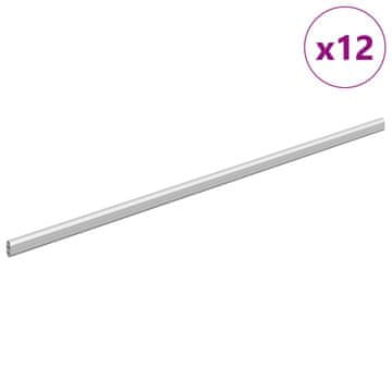 Vidaxl Palica za omaro 12 szt. srebrna 964 x 15 x 29 mm