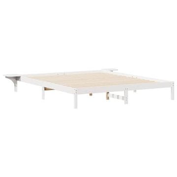 Vidaxl Posteljni okvir s stranskimi omaricami Bela 200 x 220 cm