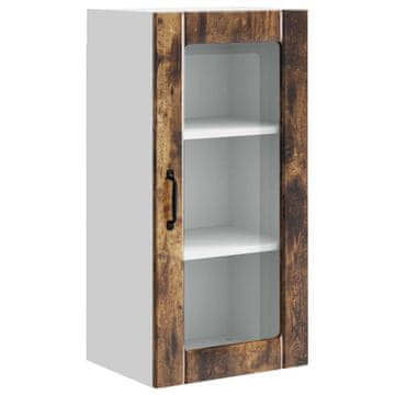 Vidaxl Stenski stekleni omarica PORTO Dimljeni oreh 40 x 31 x 80 cm