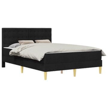 Vidaxl Posteljni okvir z vzmetnico z vzglavjem Črna 160 x 200 cm blago