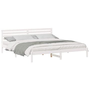Vidaxl Konstrukcija postelje Bela 180 x 210 cm Masivno borovo les