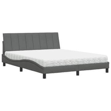 Vidaxl Postelja z vzmetnico Hanko temno siva 160x200 cm blago