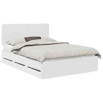 Vidaxl Konstrukcija postelje Bela 160 x 200 cm Inženirsko leseno