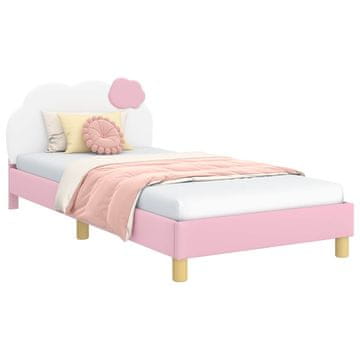 Vidaxl Otroški posteljni okvir z vznožjem Roza 90 x 200 cm PU