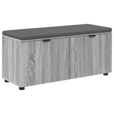 Vidaxl Haldna klop z blazino s polico Siva Sonoma 100 x 38 x 46 cm