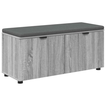 Vidaxl Haldna klop z blazino s polico Siva Sonoma 100 x 38 x 46 cm