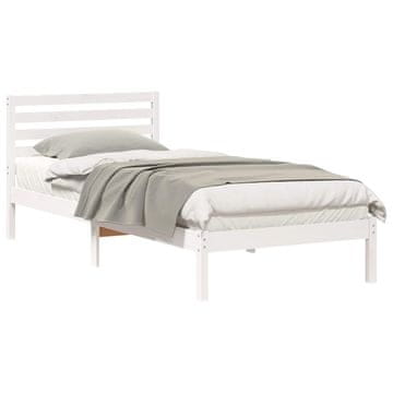 Vidaxl Konstrukcija postelje Bela 90 x 220 cm Masivno borovo les