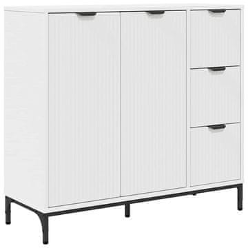 Vidaxl Strani šal s predalom Bela 89,5 x 33 x 82 cm Konstruiran les