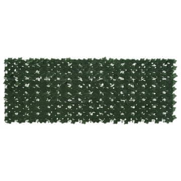 Vidaxl Ograja za balkon z listi Temno zelena 200 x 75 cm