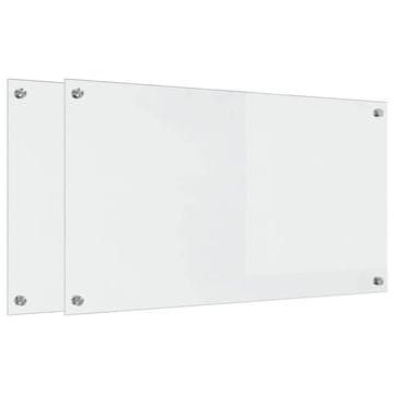 Vidaxl Kuhinjski panel 2 szt. Transparentno 90 x 50 cm kaljeno steklo