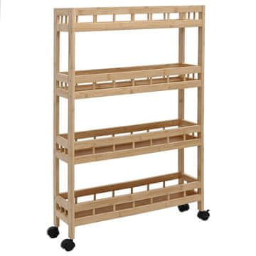 Vidaxl Kuhinjski voziček s koleščki Naravna 60 x 18 x 97 cm Bambus