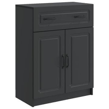 Vidaxl Strani šal s predalom Črna 66 x 34,5 x 87 cm Inženirski les