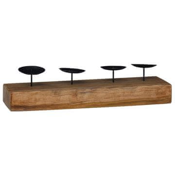Vidaxl Nosilec sveč Naravna 50 x 15 x 10 cm Trden tikov les