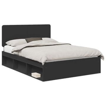 Vidaxl Konstrukcija postelje Črna 160 x 200 cm Masivno borovo les