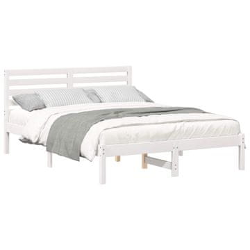 Vidaxl Konstrukcija postelje Bela 140 x 190 cm Masivno borovo les