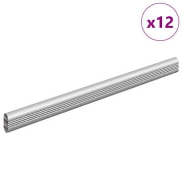 Vidaxl Palica za omaro 12 szt. srebrna 464 x 15 x 29 mm