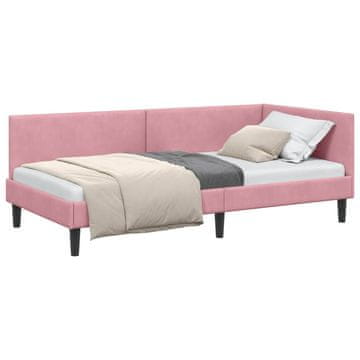 Vidaxl Kotna postelja z vzglavjem Roza 90 cm x 190 cm Žamet