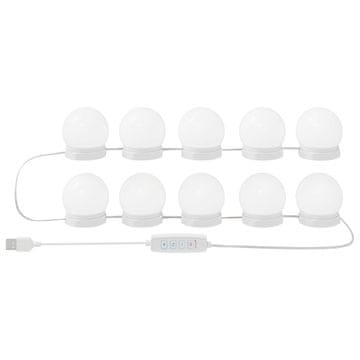 Vidaxl Ogledalni luči z LED trakami Bela 4,5 x 4,5 x 4,7 cm Plastika
