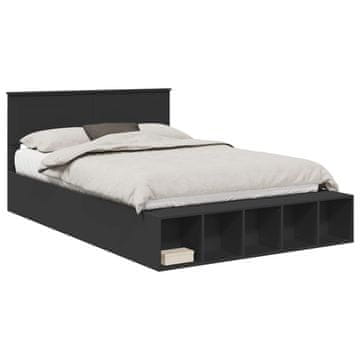Vidaxl Konstrukcija postelje Črna 150 x 200 cm Konstruiran les