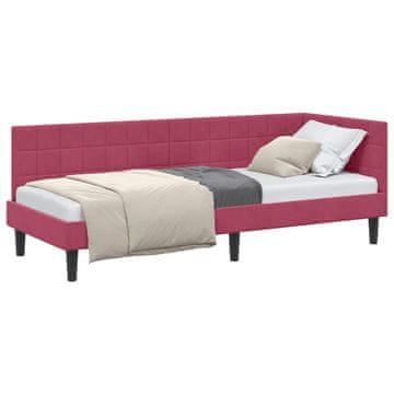 Vidaxl Kotna postelja z vzglavjem Vinorodna rdeča 80 cm x 200 cm Žamet
