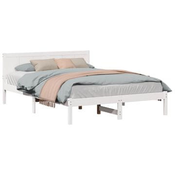Vidaxl Konstrukcija postelje Bela 160 x 200 cm Trden borov les