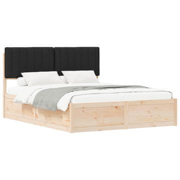 Vidaxl Posteljni okvir z oblazinjenim vzglavjem Črna 160 x 200 cm