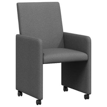 Vidaxl Jedilni stoli s kolesi 2 szt. Temno siva 57 x 66 x 94 cm blago