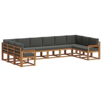 Vidaxl Zunanja garnitura za sedenje 10 szt. Naravna in antracitna