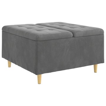 Vidaxl Ottoman s shranjevanjem Temno siva 80 x 80 x 45 cm Žamet