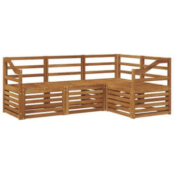 Vidaxl Sedežne garniture 4 szt. Naravna Masiven les akacije