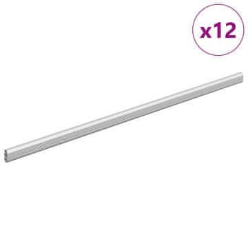 Vidaxl Palica za omaro 12 szt. srebrna 664 x 15 x 29 mm