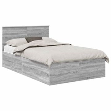 Vidaxl Konstrukcija postelje Siva Sonoma 120 x 190 cm Konstruiran les