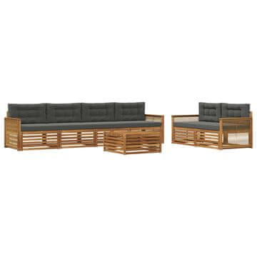 Vidaxl Zunanja garnitura za sedenje 7 szt. Naravna in antracitna