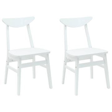 Vidaxl Jedilni stoli 2 szt. Bela 42 x 47,5 x 81 cm Masivno gumovo les