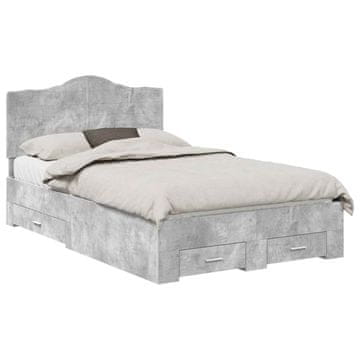 Vidaxl Konstrukcija postelje z vzglavjem Betonsko siva 120 x 190 cm