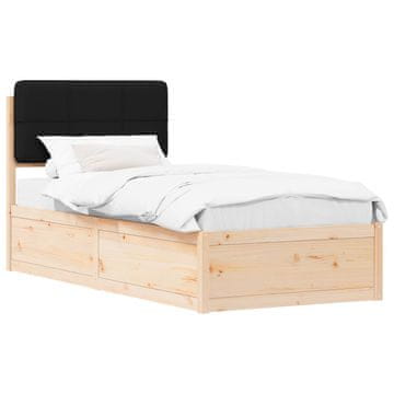 Vidaxl Posteljni okvir z oblazinjenim vzglavjem Črna 80 x 200 cm