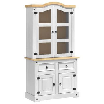 Vidaxl Strani šal Corona Bela 100 x 48,5 x 179 cm Masivno borovo les